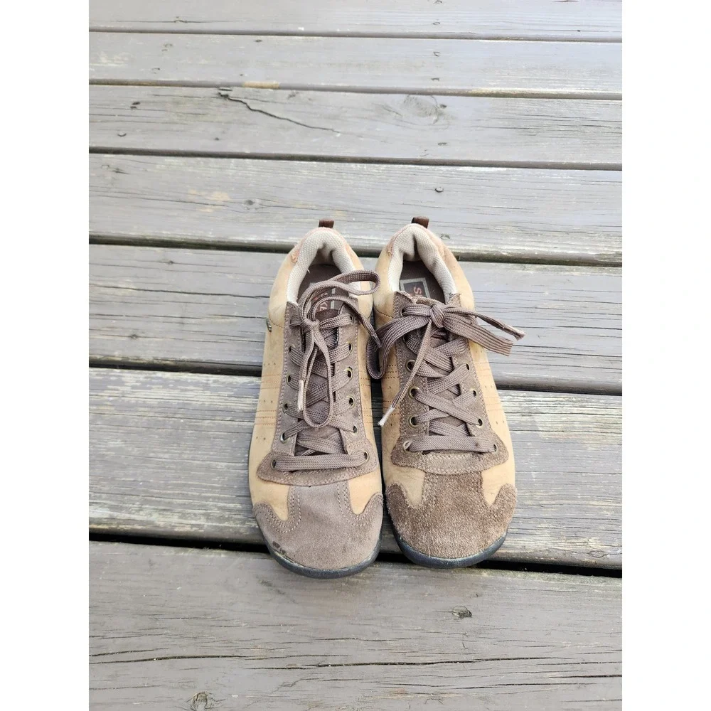 Skechers Jammers Sneakers Tan Brown Leather Suede‎ Lug Sole Low Top 46047 Size 9